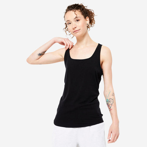 





Débardeur slim col rond fitness femme, noir ultra