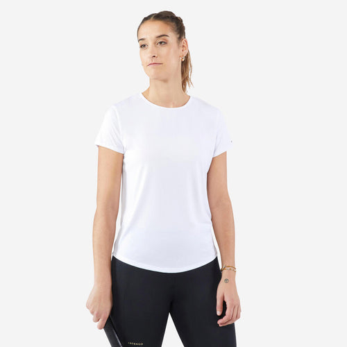 





T-Shirt tennis col rond dry femme -  Essentiel 100 blanc