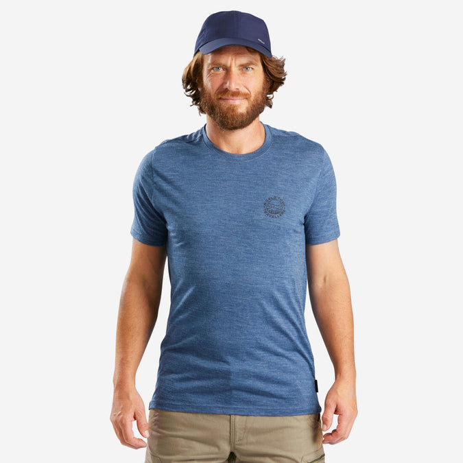 





T-shirt de trek voyage manches courtes laine mérinos Homme - TRAVEL 500 bleu, photo 1 of 5