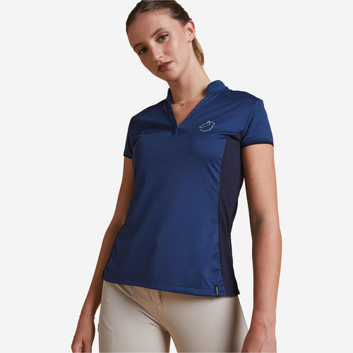 





Polo équitation manches courtes mesh Femme - 500 bleu turquin