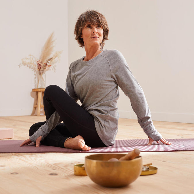 





T-shirt manches longues yoga doux en coton, gris, photo 3 of 8