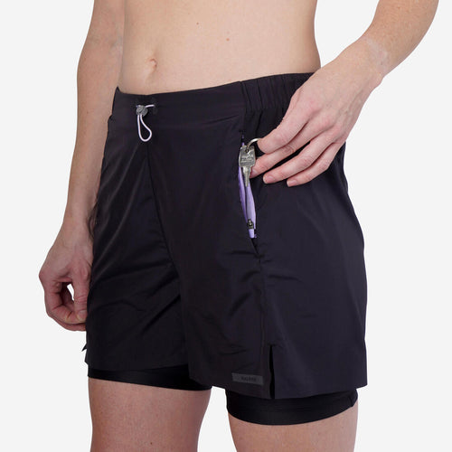 





Short 2 en 1 running respirant femme - KIPRUN Run 500 Dry noir