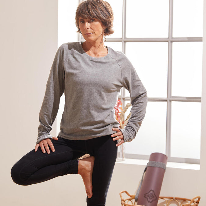 





T-shirt manches longues yoga doux en coton, gris, photo 6 of 8